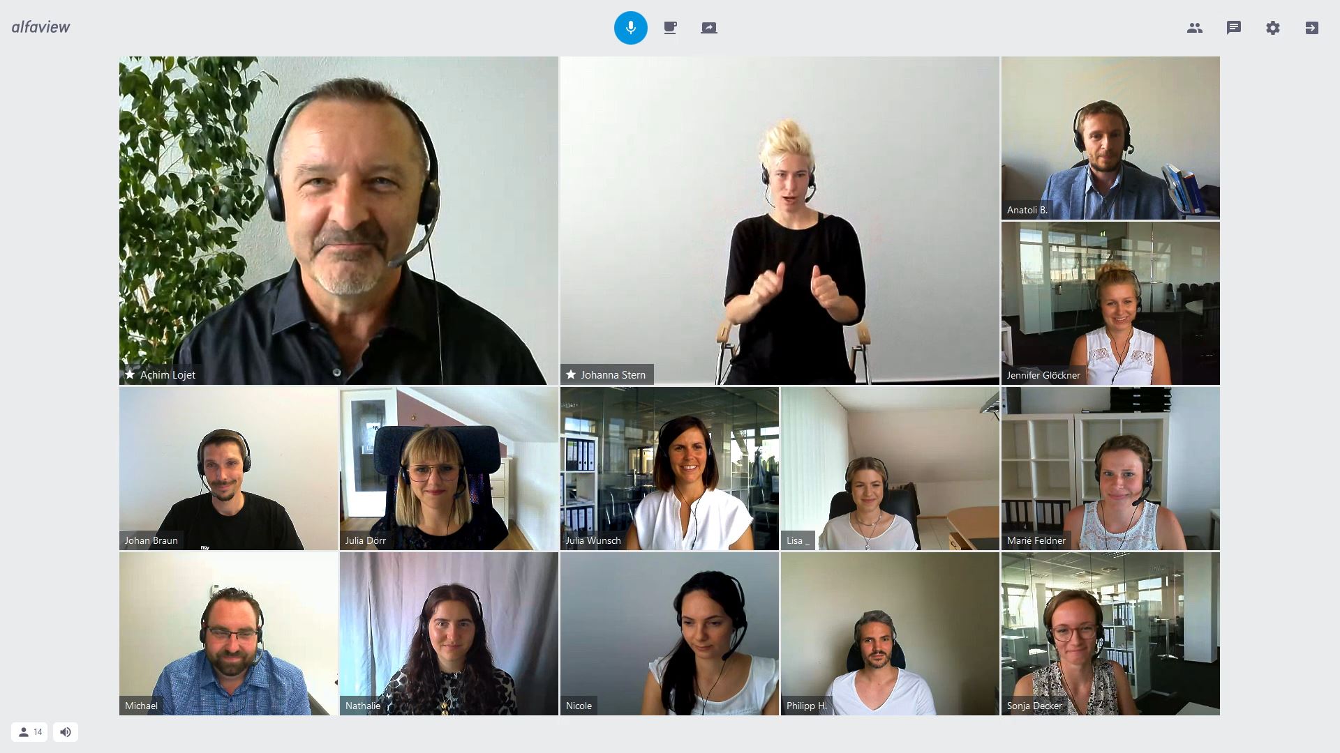 Online-Meetings mit alfaview mit Gebärdendolmetscherin