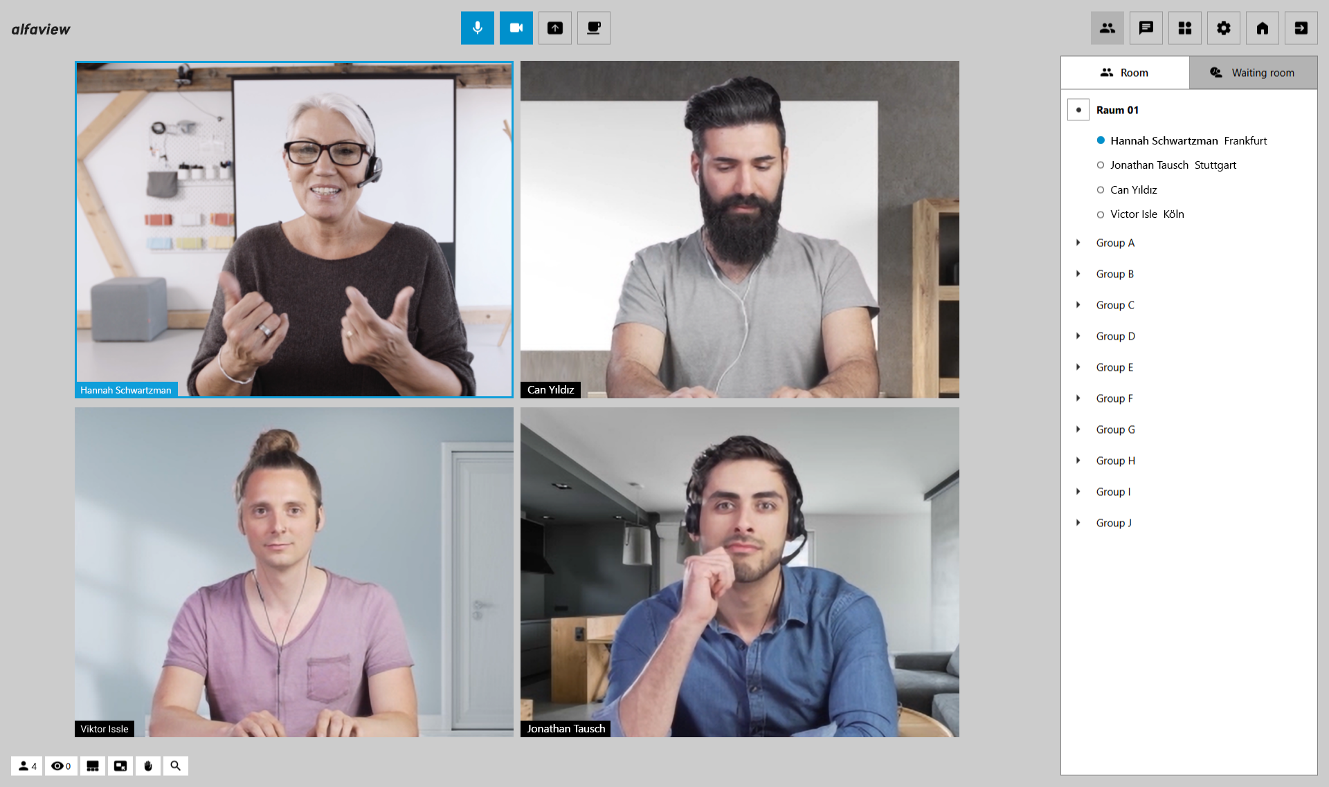 Videokonferenz mit kontrastreichem Design